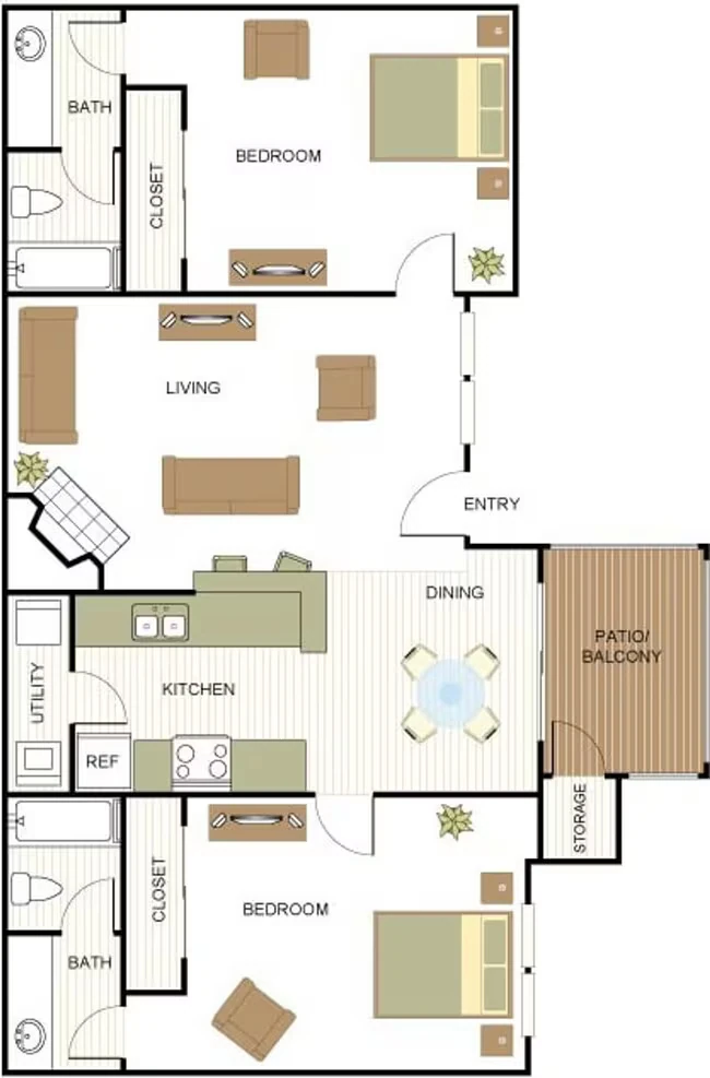 2 Beds • 2 Bath 2203 floor plan